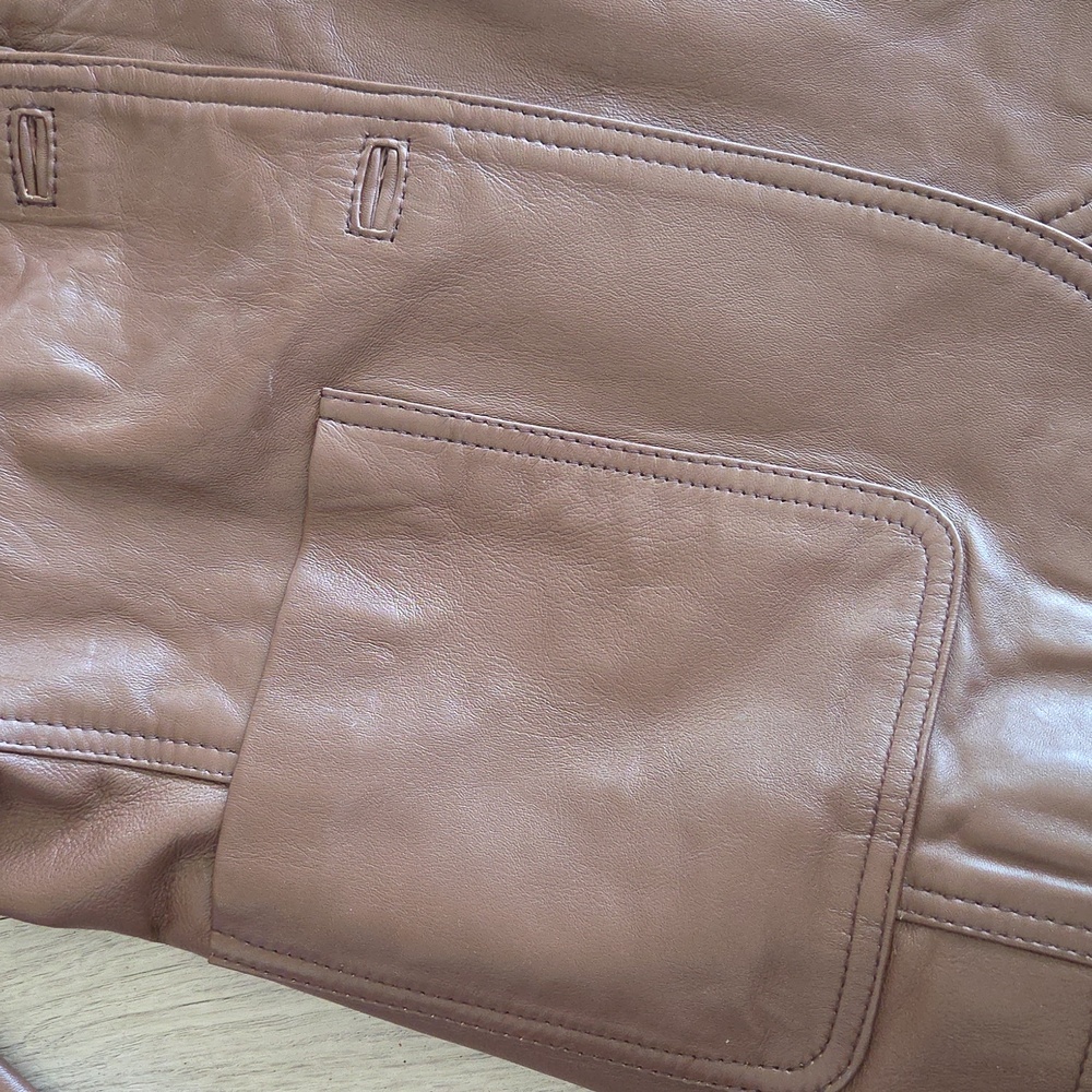 Women's Leather Exotica Brown Leather Blazer.  Perfect Shade Of Brown! 🟤 Small - Picture 3 of 10
